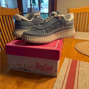 Hey Girl Blue Knit Platform Sneaker
